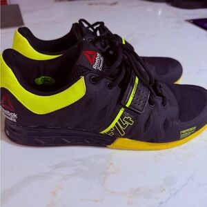 Reebok Black and Neon Yellow Athletic Shoes